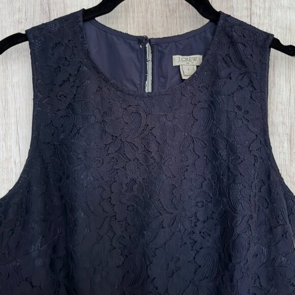 J CREW Navy Blue Lace Midi Sleeveless Fitted Sheath Dress Lined Wedding Formal 2 - Picture 4 of 7